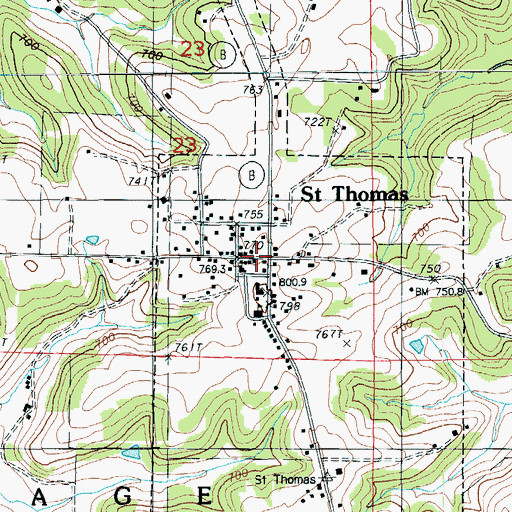 Topographic Map of Saint Thomas, MO