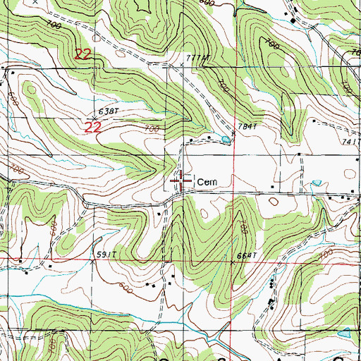 Topographic Map of Saint Thomas Cemetery, MO
