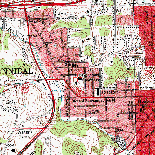 Topographic Map of Saint Thomas Seminary, MO