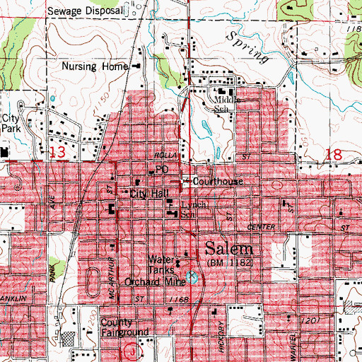 Topographic Map of Salem, MO