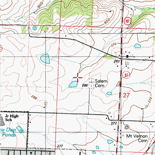 Topographic Map of Salem Cemetery, MO