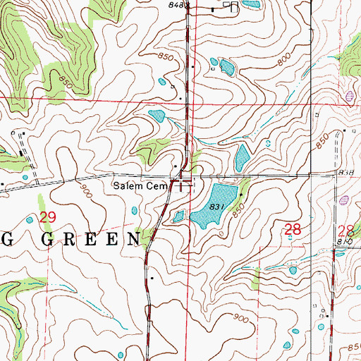 Topographic Map of Salem Cemetery, MO
