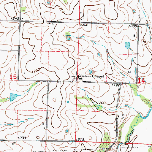 Topographic Map of Salem Chapel, MO