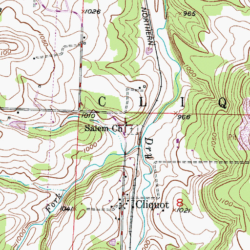 Topographic Map of Salem Church, MO