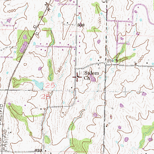 Topographic Map of Salem Church, MO
