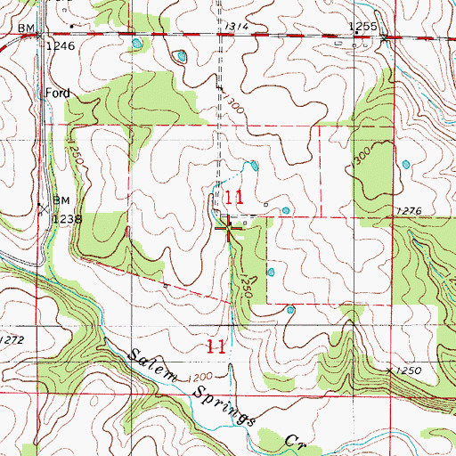 Topographic Map of Salem School, MO