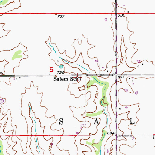 Topographic Map of Salem School, MO