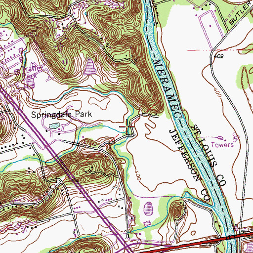 Topographic Map of Saline Creek, MO