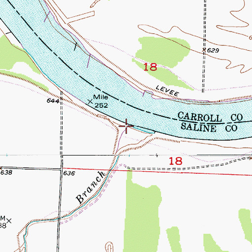 Topographic Map of Salt Branch, MO