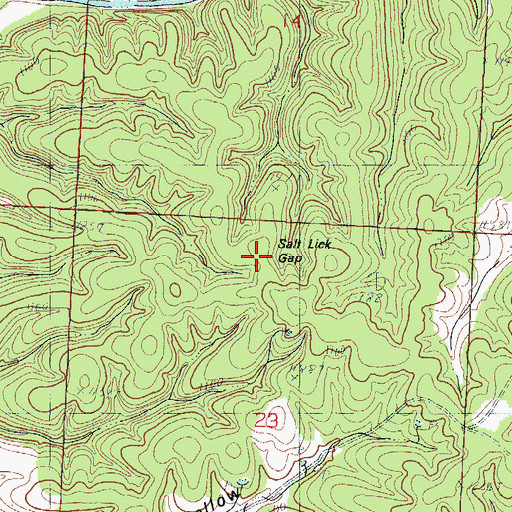 Topographic Map of Salt Lick Gap, MO