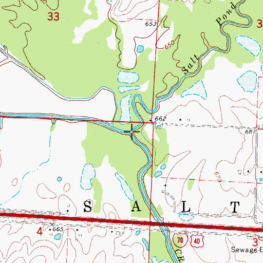 Topographic Map of Salt Pond Creek, MO