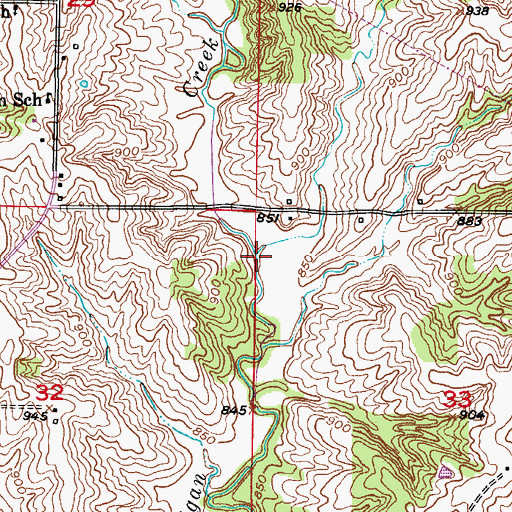 Topographic Map of Sam Branch, MO