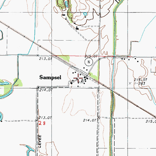 Topographic Map of Sampsel, MO