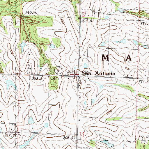 Topographic Map of San Antonio, MO