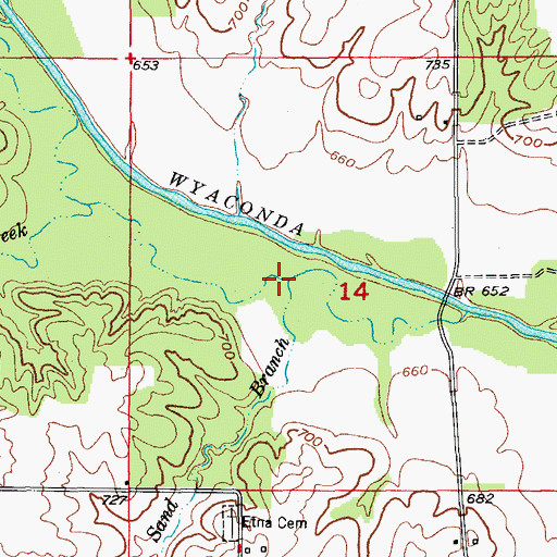 Topographic Map of Sand Branch, MO