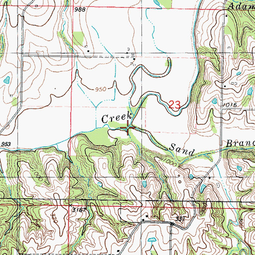 Topographic Map of Sand Branch, MO