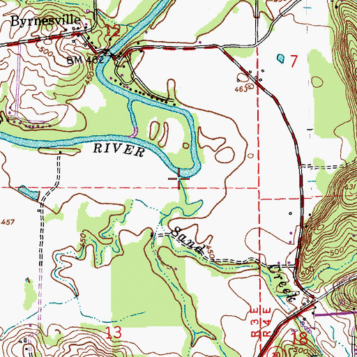 Topographic Map of Sand Creek, MO