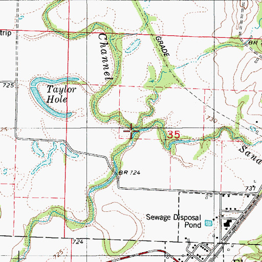 Topographic Map of Sand Creek, MO