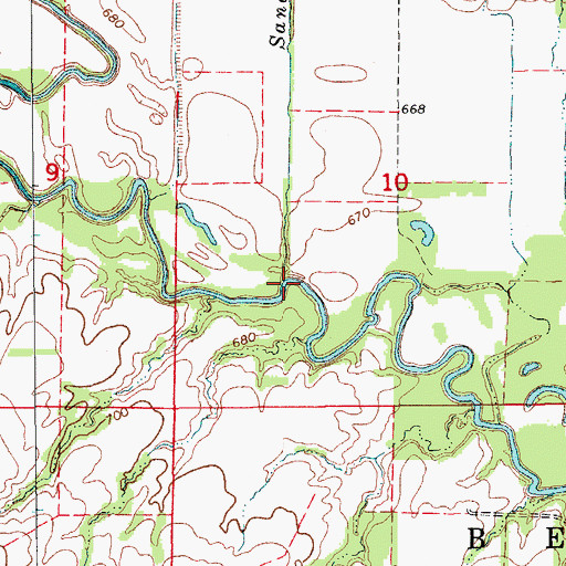 Topographic Map of Sand Hill Branch, MO