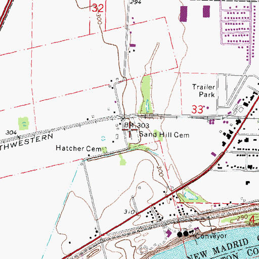 Topographic Map of Sand Hill Cemetery, MO