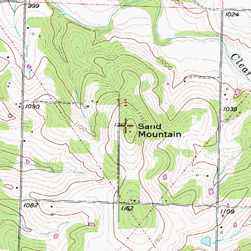 Topographic Map of Sand Mountain, MO