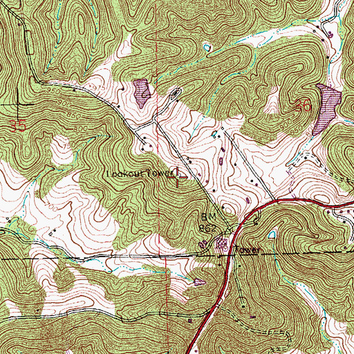 Topographic Map of Sand Ridge, MO