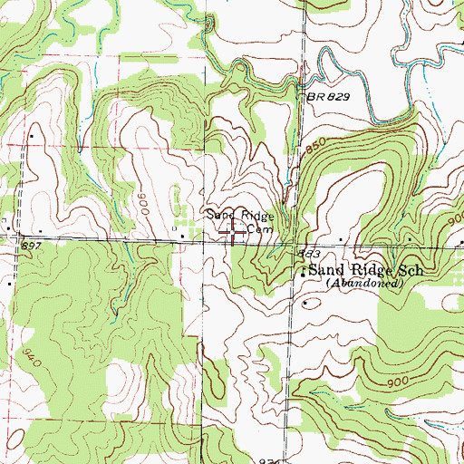 Topographic Map of Sand Ridge Cemetery, MO
