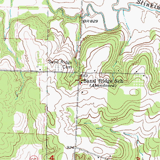 Topographic Map of Sand Ridge School (historical), MO
