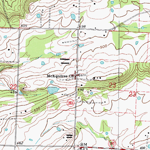 Topographic Map of McKendree Church, AR