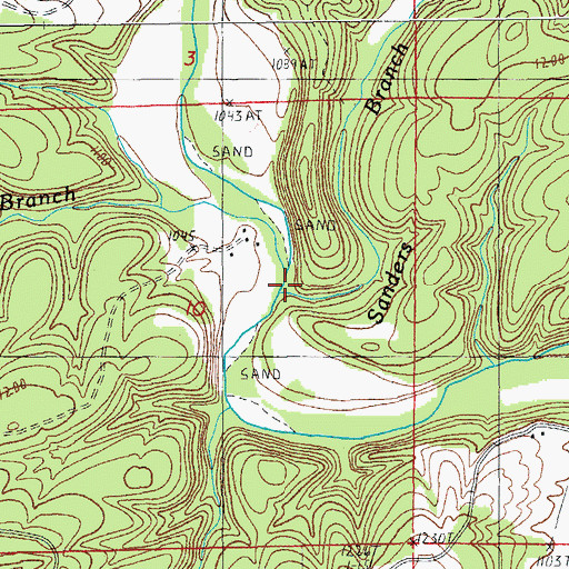 Topographic Map of Sanders Branch, MO