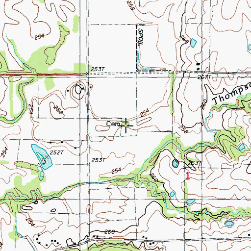 Topographic Map of Sandville Cemetery, MO
