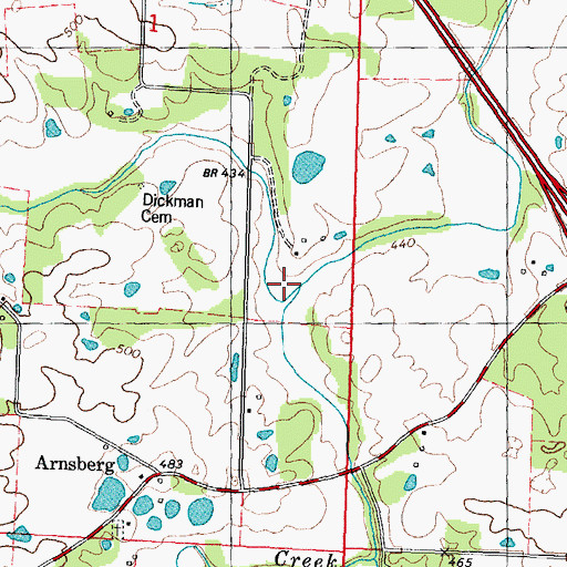 Topographic Map of Sandy Creek, MO
