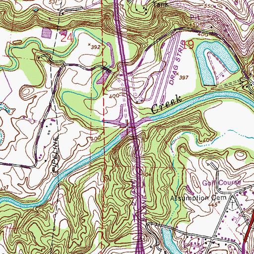 Topographic Map of Sandy Creek, MO