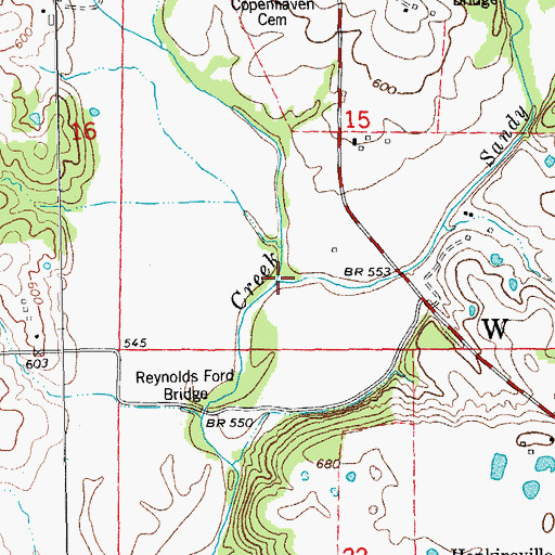 Topographic Map of Sandy Creek, MO
