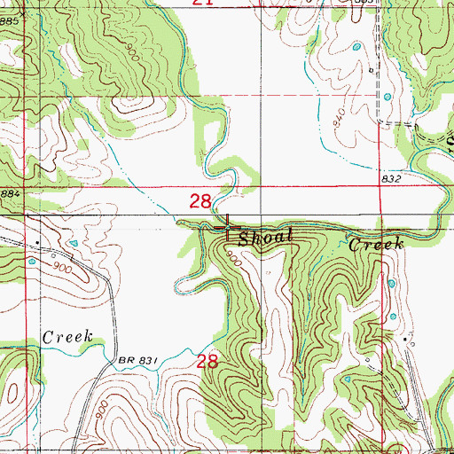 Topographic Map of Sandy Creek, MO