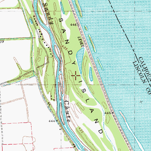 Topographic Map of Sandy Island, MO