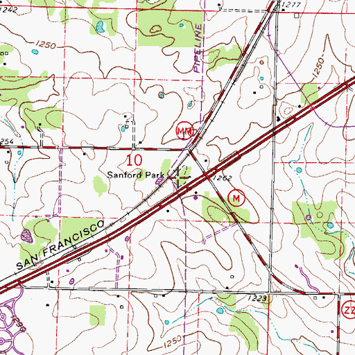 Topographic Map of Sanford Park, MO