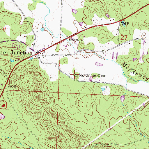 Topographic Map of McKinney Cemetery, AR
