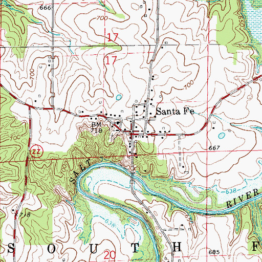Topographic Map of Santa Fe, MO