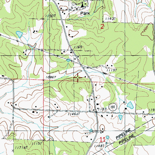 Topographic Map of Santee School, MO