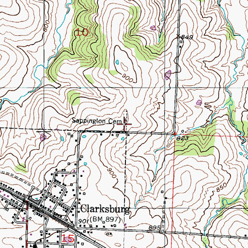 Topographic Map of Sappington Cemetery, MO