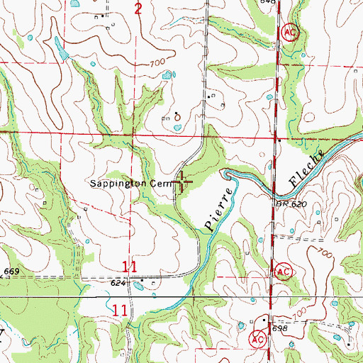 Topographic Map of Sappington Cemetery, MO