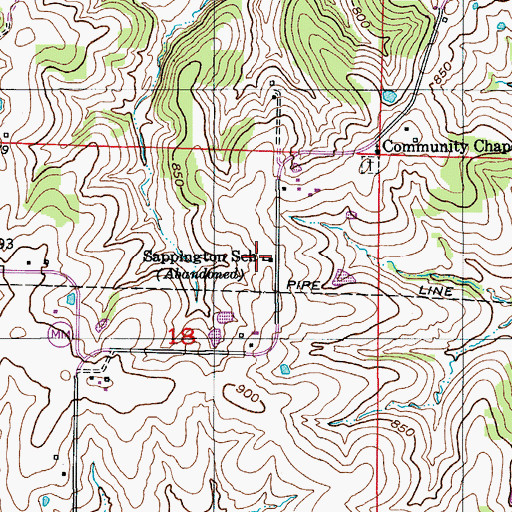 Topographic Map of Sappington School (historical), MO