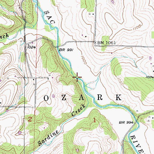 Topographic Map of Sardine Creek, MO