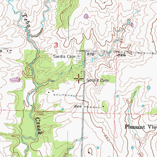 Topographic Map of Sardis South Cemetery, MO