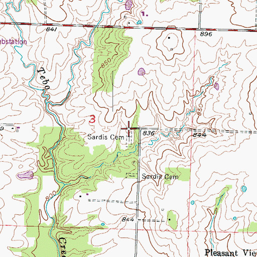 Topographic Map of Sardis North Cemetery, MO