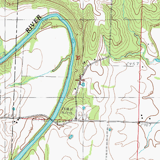 Topographic Map of Savage Cemetery, MO