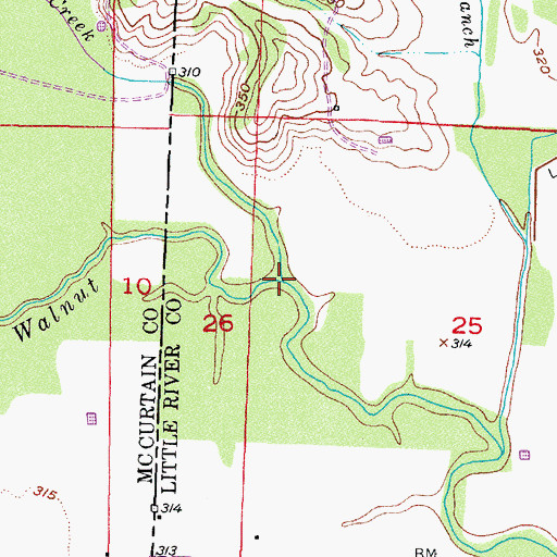 Topographic Map of McKinney Creek, AR