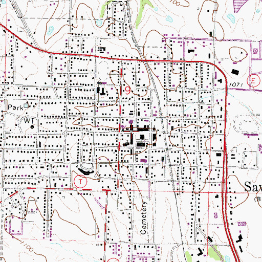 Topographic Map of Savannah, MO