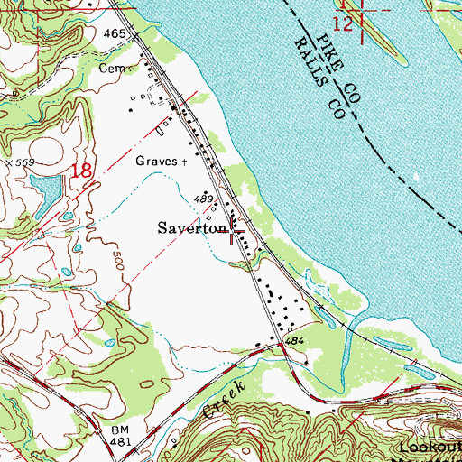 Topographic Map of Saverton, MO